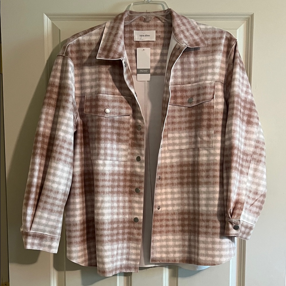 Primp Pink, Brown & Beige Plaid Jacket